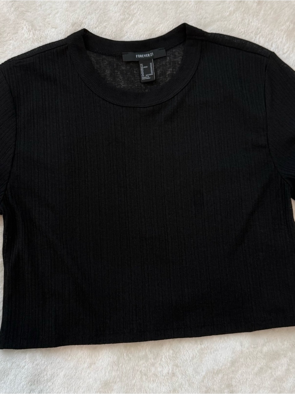 Forever 21 Black Ribbed Crop Tee